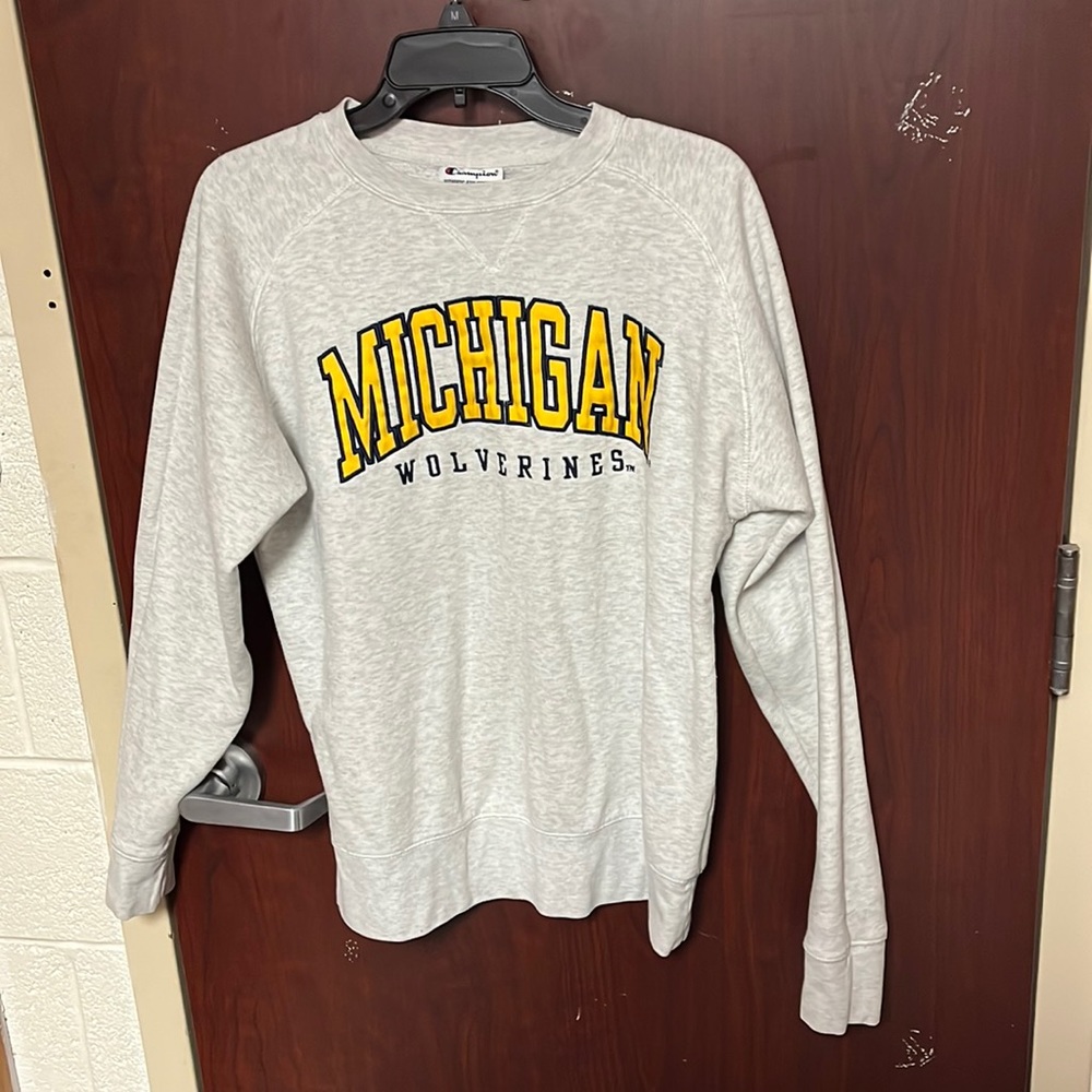 Champion Michigan sweatshirt. Size: M. Grey overall.